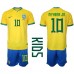 Billige Brasil Neymar Jr #10 Hjemmetrøye Barn VM 2022 Kortermet (+ korte bukser)